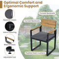 Sfeerco Outdoor Acacia Wood Dining Set 6-Piece Table 4 Cushioned Chairs and Bench with Gray Cushions Garden Patio