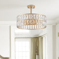 Sfeerco Modern Crystal Drum Chandelier 18 Inch 6-Light Gold Metal Frame Pendant Light Living Room Dining Room Bedroom