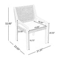 Sfeerco Outdoor Acacia Wood Wicker Dining Chair Set of 2 with Cream Cushion Teak Finish — Teca
