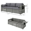 Sfeerco Outdoor Wicker Patio Sofa 3-Seater Deep Seating Mixed Gray – Haven