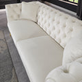 Sfeerco Chesterfield Velvet Sofa 3-Seater Scroll Arm Tufted White – Stanford