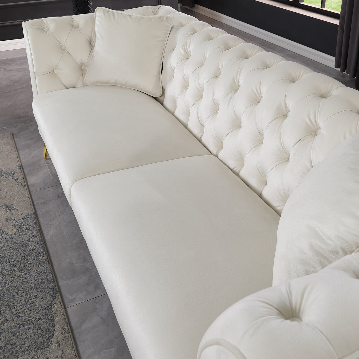 Sfeerco Chesterfield Velvet Sofa 3-Seater Scroll Arm Tufted White – Stanford