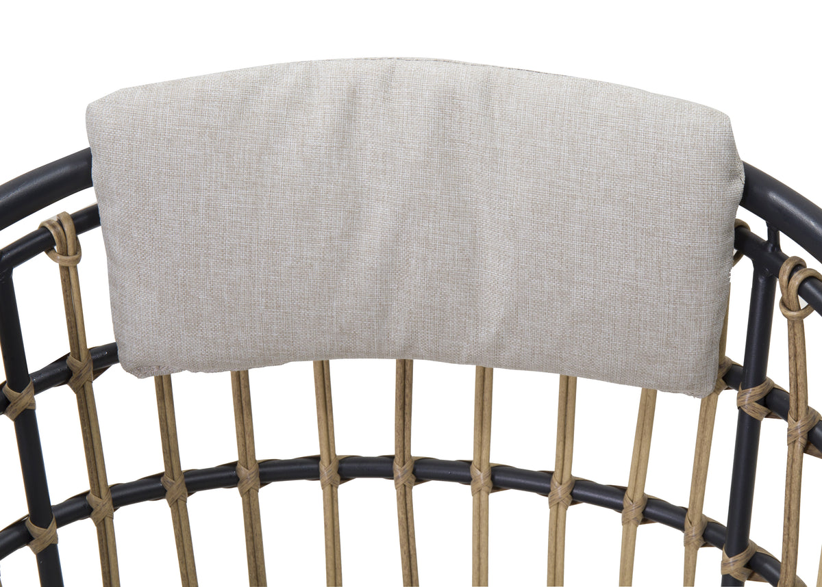 Sfeerco Outdoor Rattan Dining Chair Set of 2 with Cushions PE Wicker Armchair Beige — Cavo