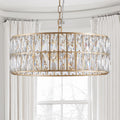 Sfeerco Modern Crystal Drum Chandelier 18 Inch 6-Light Gold Metal Frame Pendant Light Living Room Dining Room Bedroom