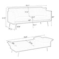 Sfeerco Convertible Futon Sofa Bed 2-Seat Velvet with Folding Armrests Adjustable Backrest Living Room