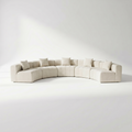 Sfeerco Semi-Circular Modular Sectional Sofa Chenille 6-Seater with Pillows Beige – Cervo