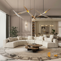 Sfeerco Semi-Circular Modular Sectional Sofa Chenille 6-Seater with Pillows Beige – Cervo
