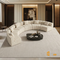 Sfeerco Semi-Circular Modular Sectional Sofa Chenille 6-Seater with Pillows Beige – Cervo