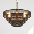 Sfeerco Rustic 4-Tier Hemp Rope Chandelier 20" 6-Light E12 Black – Strata