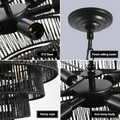Sfeerco Rustic 4-Tier Hemp Rope Chandelier 20" 6-Light E12 Black – Strata