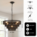 Sfeerco Rustic 4-Tier Hemp Rope Chandelier 20" 6-Light E12 Black – Strata