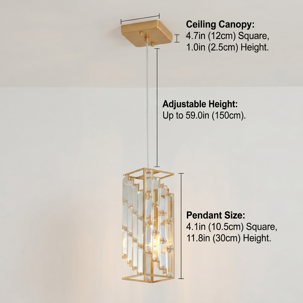 Sfeerco Crystal Prism Pendant Light 4" Set of 3 Adjustable Golden – Lumé