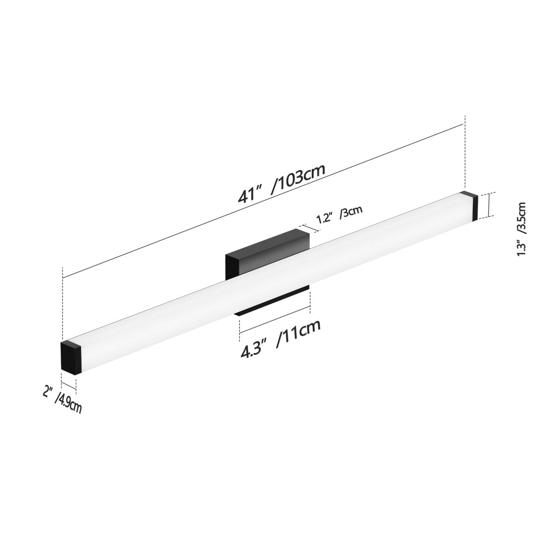 Sfeerco Modern LED Vanity Light Bar 41" Matte Black Over Mirror Bathroom Fixture – Lino