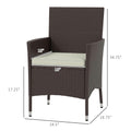 Sfeerco Outdoor Rattan Wicker Dining Chair Set of 2 with Cream Cushion Stackable Dark Coffee Patio