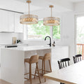 Sfeerco Modern Crystal Drum Chandelier 18 Inch 6-Light Gold Metal Frame Pendant Light Living Room Dining Room Bedroom