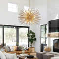 Sfeerco 29 Inch Mid-Century Modern Starburst Chandelier, 12-Light Gold Sputnik Pendant Light Fixture for Living Room, Dining Room and Foyer