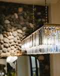 Sfeerco Rectangular Crystal Chandelier Modern Industrial Gold 33.5 Inch Adjustable Height