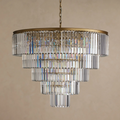 Sfeerco Modern Crystal Chandelier 23.6 Inch 5-Tier K9 Crystal Pendant Light Fixture Gold Dining Room Living Room Bedroom