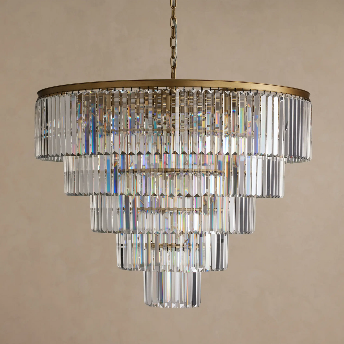 Sfeerco Modern Crystal Chandelier 23.6 Inch 5-Tier K9 Crystal Pendant Light Fixture Gold Dining Room Living Room Bedroom