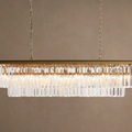 Sfeerco Rectangular Crystal Chandelier Modern Industrial Gold 33.5 Inch Adjustable Height