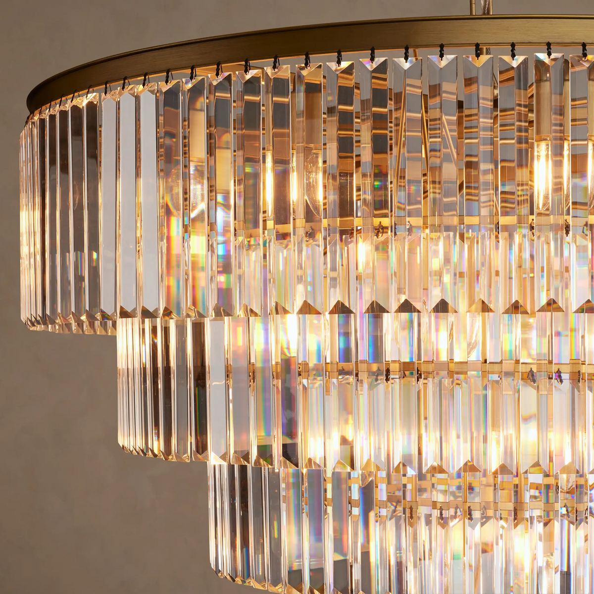 Sfeerco Modern Crystal Chandelier 23.6 Inch 5-Tier K9 Crystal Pendant Light Fixture Gold Dining Room Living Room Bedroom
