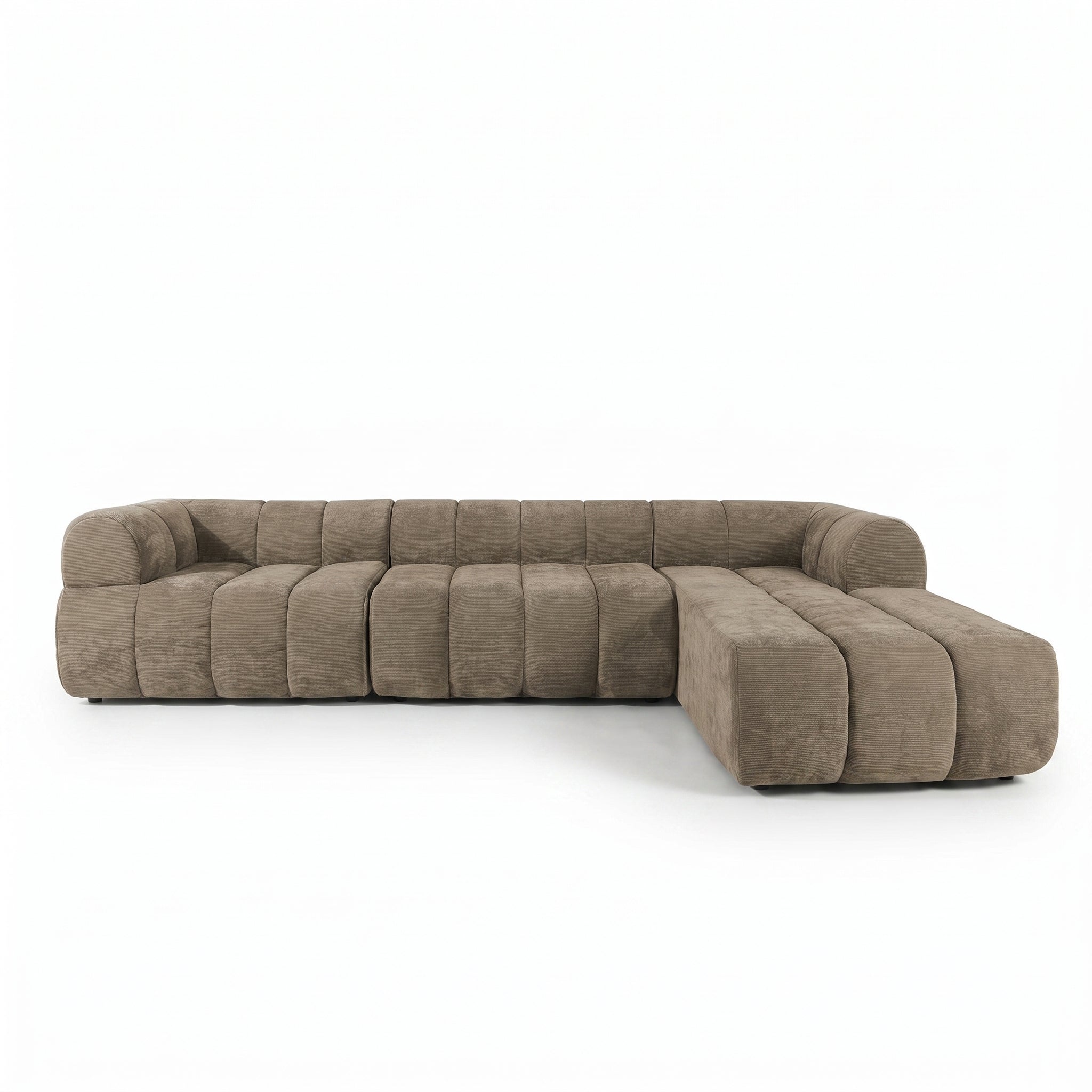 Sfeerco Modern L-Shaped Sectional Sofa 4-Seat High-Density Foam with Chaise Lounge Fully Assembled Espresso Living Room