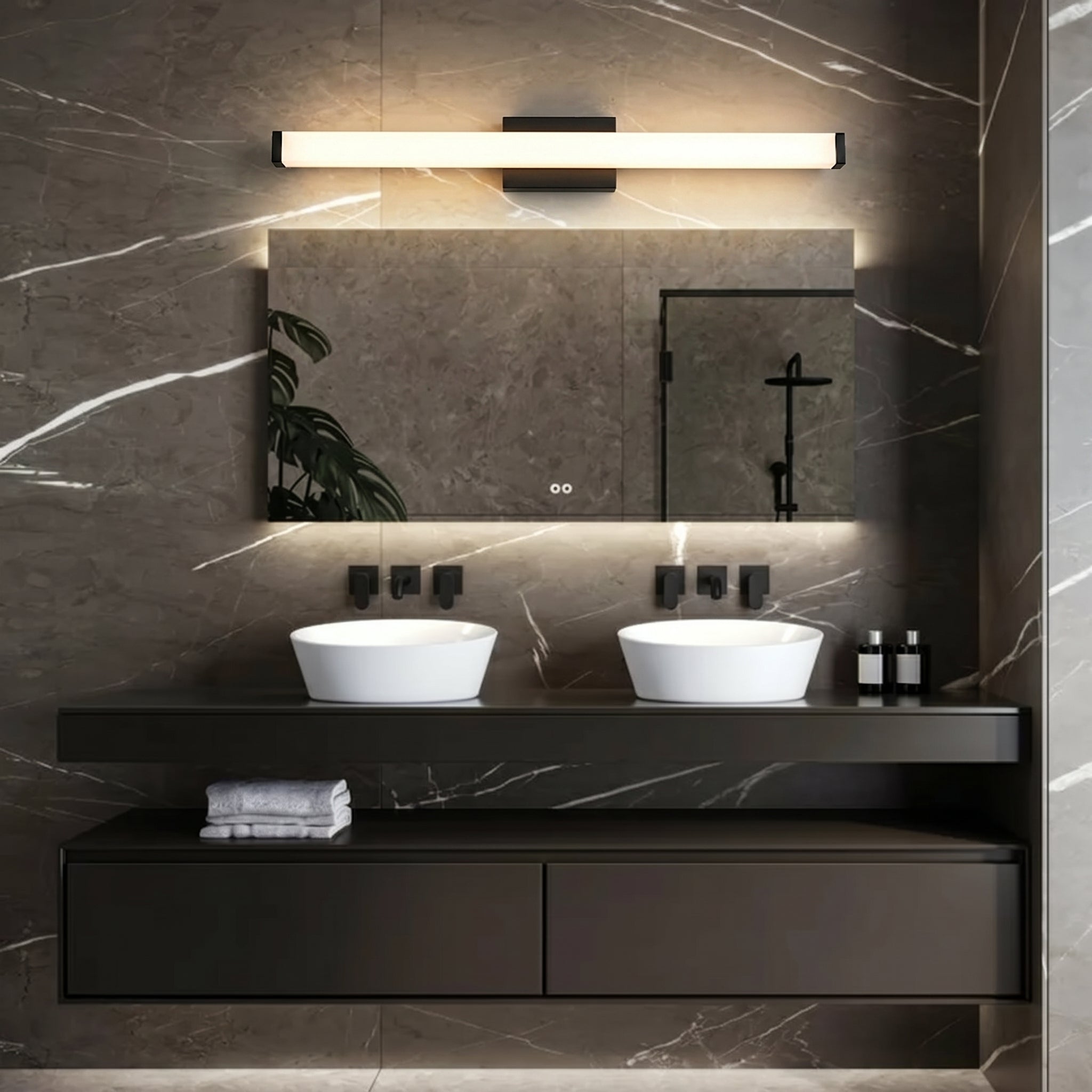 Sfeerco Modern LED Vanity Light Bar 41" Matte Black Over Mirror Bathroom Fixture – Lino