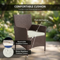 Sfeerco Outdoor Rattan Wicker Dining Chair Set of 2 with Cream Cushion Stackable Dark Coffee Patio