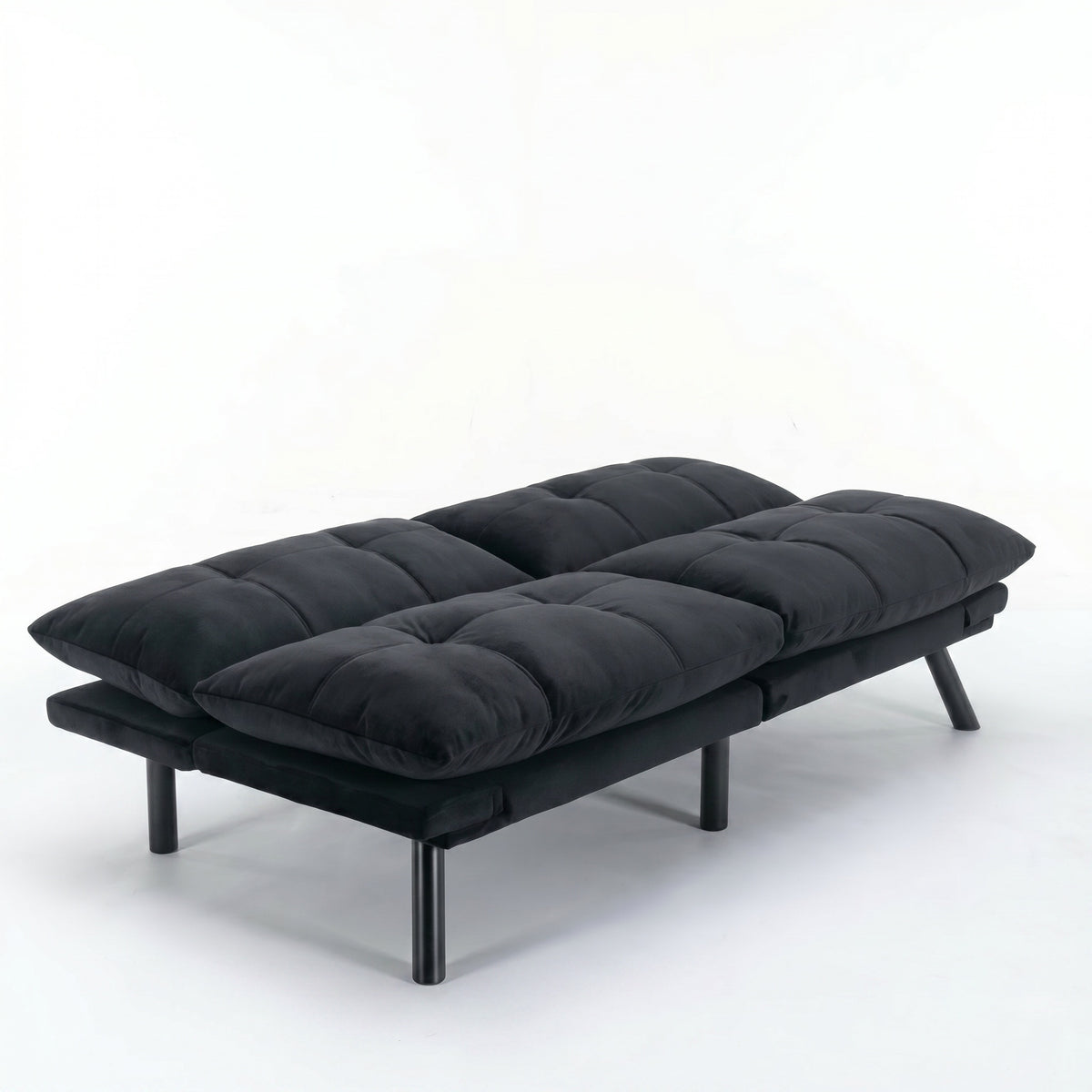 Sfeerco Convertible Folding Sofa Bed 2-Seater Twin Adjustable Backrest and Armrest Black Modern Living Room