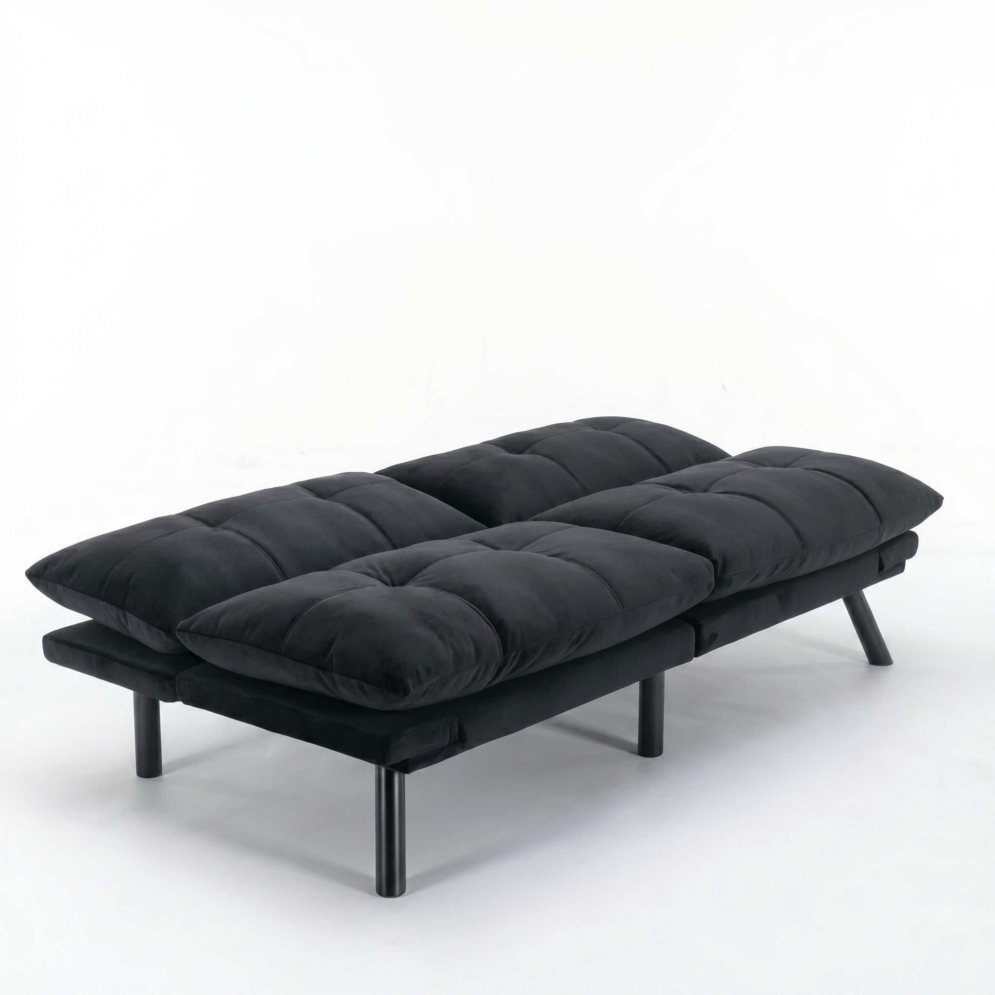 Sfeerco Convertible Folding Sofa Bed 2-Seater Twin Adjustable Backrest and Armrest Black Modern Living Room