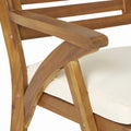 Sfeerco Outdoor Acacia Wood Dining Chair Set of 2 with Water-Resistant Cushions Teak Finish — Hera
