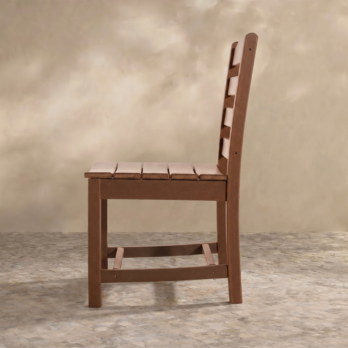 Sfeerco Armless Outdoor Dining Chairs Set of 2, Weather Resistant HDPE Patio Chairs, Brown