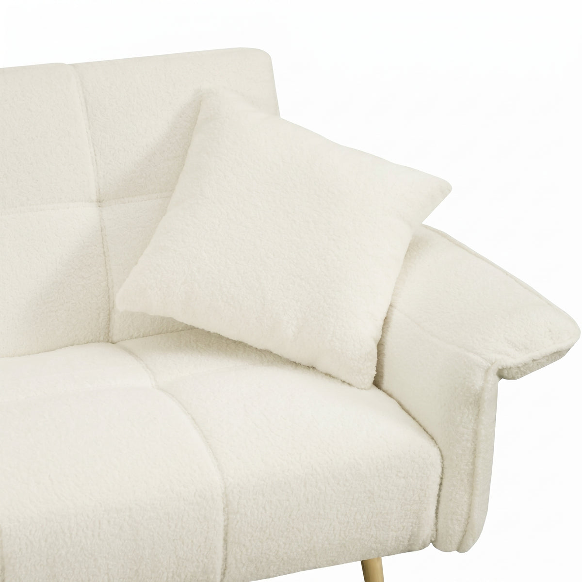 Sfeerco Convertible Futon Sofa Bed 2-Seat Velvet with Folding Armrests Adjustable Backrest Living Room
