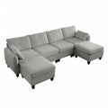 Sfeerco Modular L-Shaped Sectional Sofa 6-Seat Chenille Cloud Couch with Storage Ottoman Dark Grey Living Room