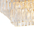 Sfeerco Rectangular Crystal Chandelier Modern Industrial Gold 33.5 Inch Adjustable Height