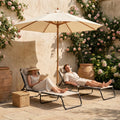 Sfeerco Outdoor Folding Chaise Lounge Chair Set Reclining Portable Cream White — Breeze
