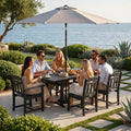 Sfeerco Outdoor Weatherproof Patio Dining Set 7-Piece Rectangle Table and 6 Chairs Black — Dusk