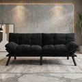 Sfeerco Convertible Folding Sofa Bed 2-Seater Twin Adjustable Backrest and Armrest Black Modern Living Room