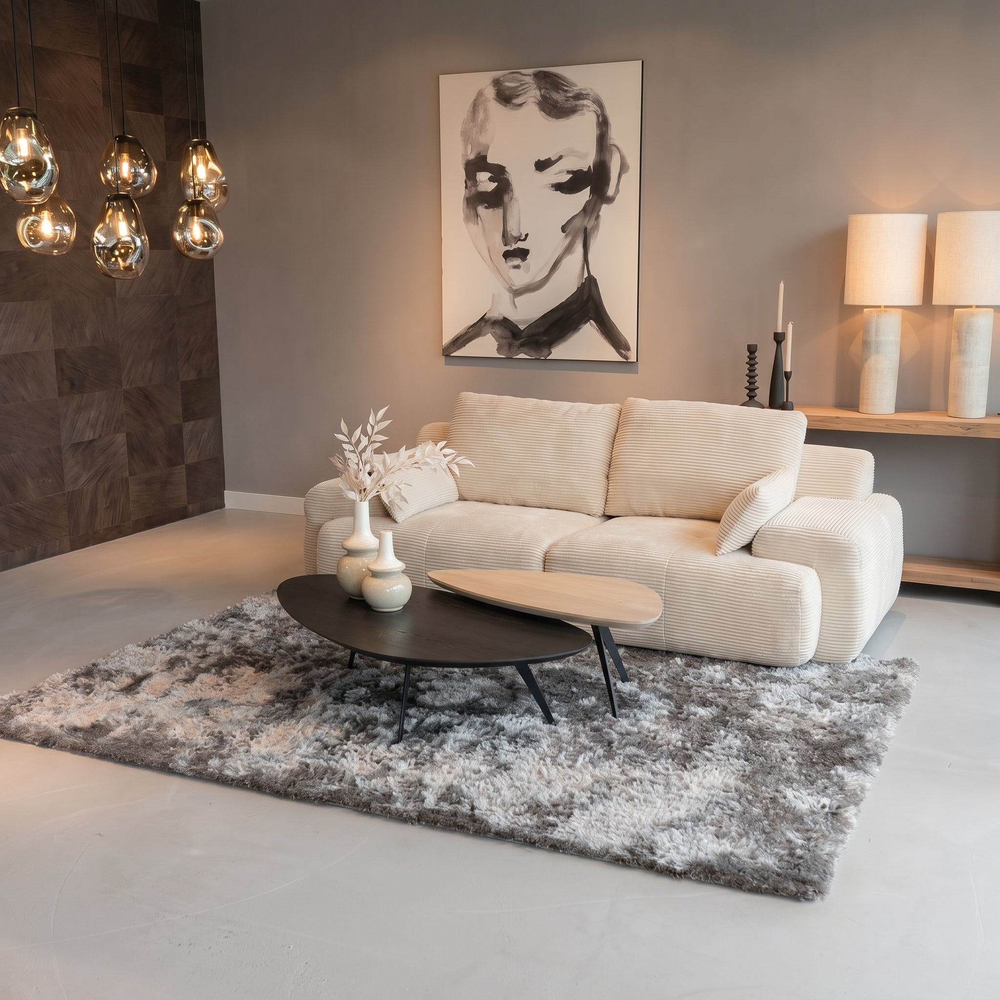 Sfeerco Modular Cloud Loveseat 2-Seat Corduroy Memory Foam Extra Deep Sectional Pet-Friendly No Assembly Required Beige Living Room