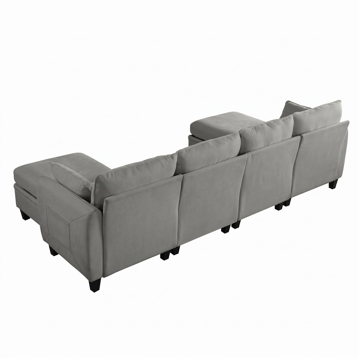 Sfeerco Modular L-Shaped Sectional Sofa 6-Seat Chenille Cloud Couch with Storage Ottoman Dark Grey Living Room