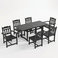 Sfeerco Outdoor Weatherproof Patio Dining Set 7-Piece Rectangle Table and 6 Chairs Black — Dusk