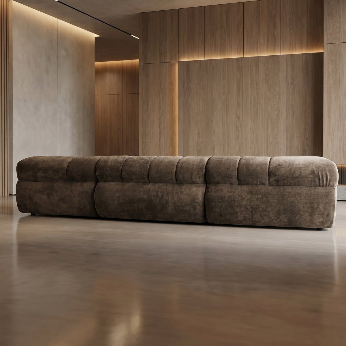 Sfeerco Modern L-Shaped Sectional Sofa 4-Seat High-Density Foam with Chaise Lounge Fully Assembled Espresso Living Room