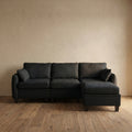 Sfeerco Modular L-Shaped Sectional Sofa 4-Seat Chenille Cloud Couch with Storage Ottoman Black Living Room