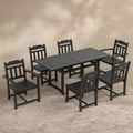 Sfeerco Outdoor Weatherproof Patio Dining Set 7-Piece Rectangle Table and 6 Chairs Black — Dusk