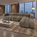 Sfeerco Modern L-Shaped Sectional Sofa 4-Seat High-Density Foam with Chaise Lounge Fully Assembled Espresso Living Room