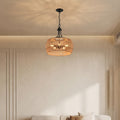 Sfeerco Boho Hemp Rope Pendant Light Hand-Woven Jute Shade Adjustable Chain Natural Ceiling Light Kitchen Island Dining Room Entryway