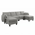 Sfeerco Modular L-Shaped Sectional Sofa 6-Seat Chenille Cloud Couch with Storage Ottoman Dark Grey Living Room