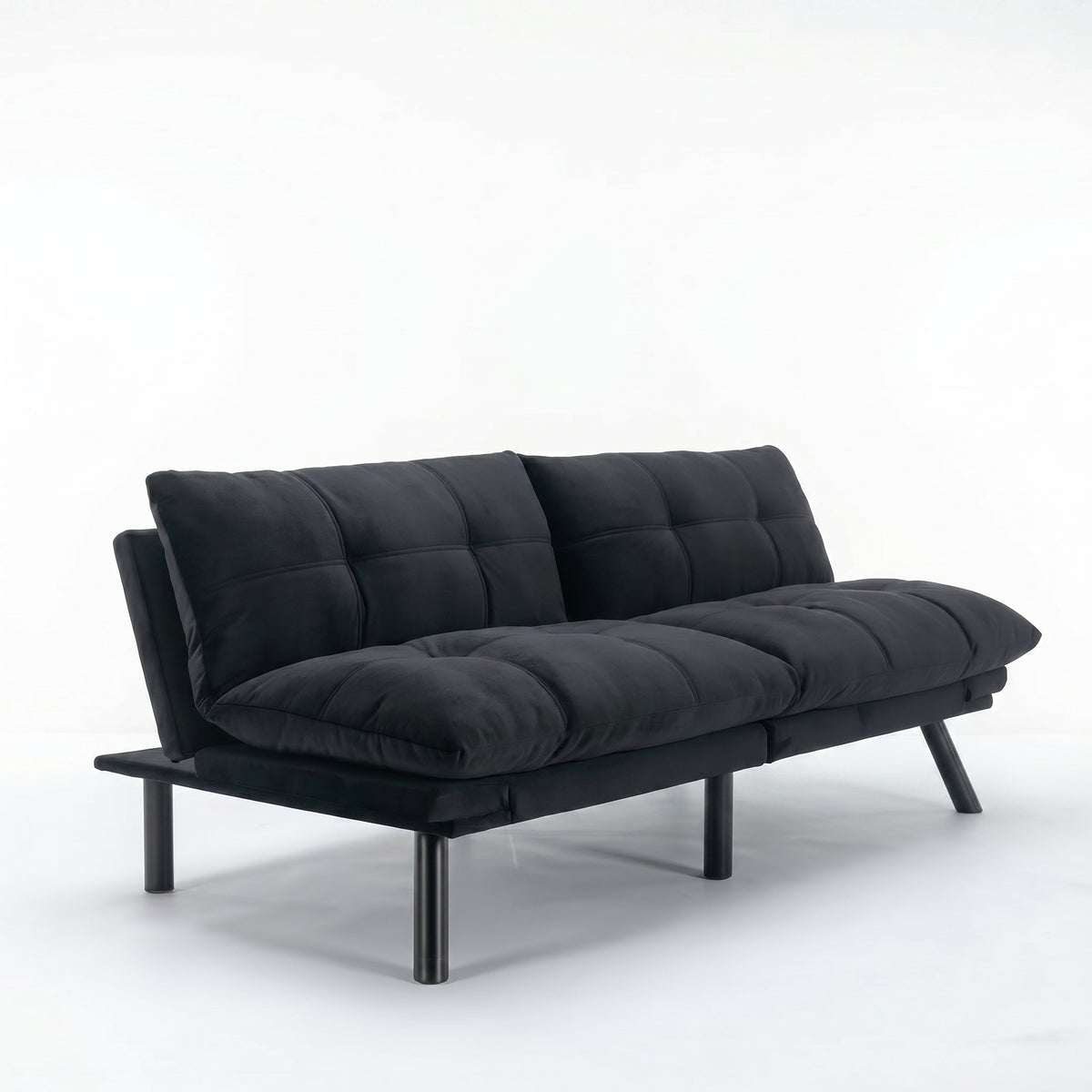 Sfeerco Convertible Folding Sofa Bed 2-Seater Twin Adjustable Backrest and Armrest Black Modern Living Room