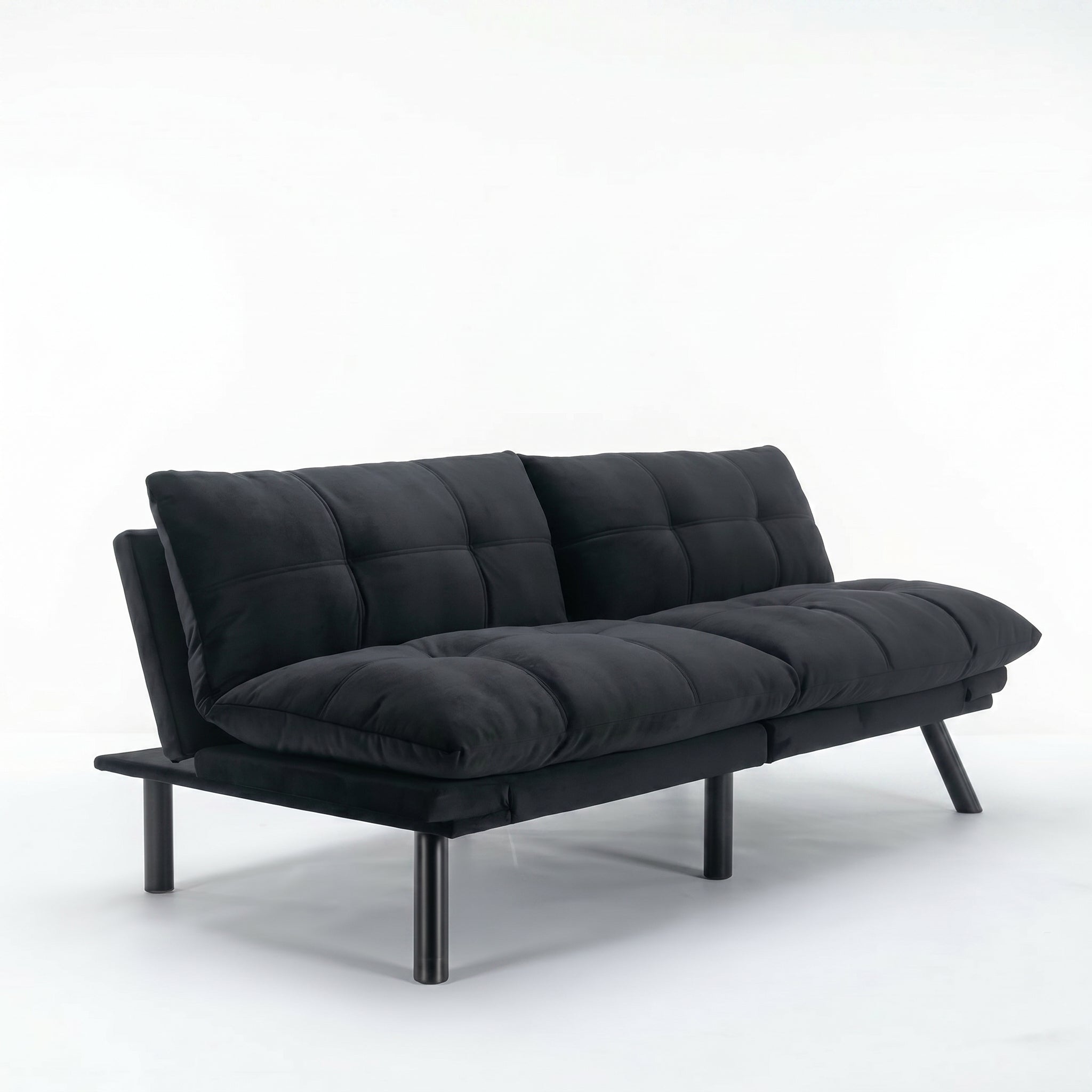 Sfeerco Convertible Folding Sofa Bed 2-Seater Twin Adjustable Backrest and Armrest Black Modern Living Room