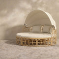 Sfeerco Outdoor Rattan Daybed with Canopy Modular Cream White — Coco